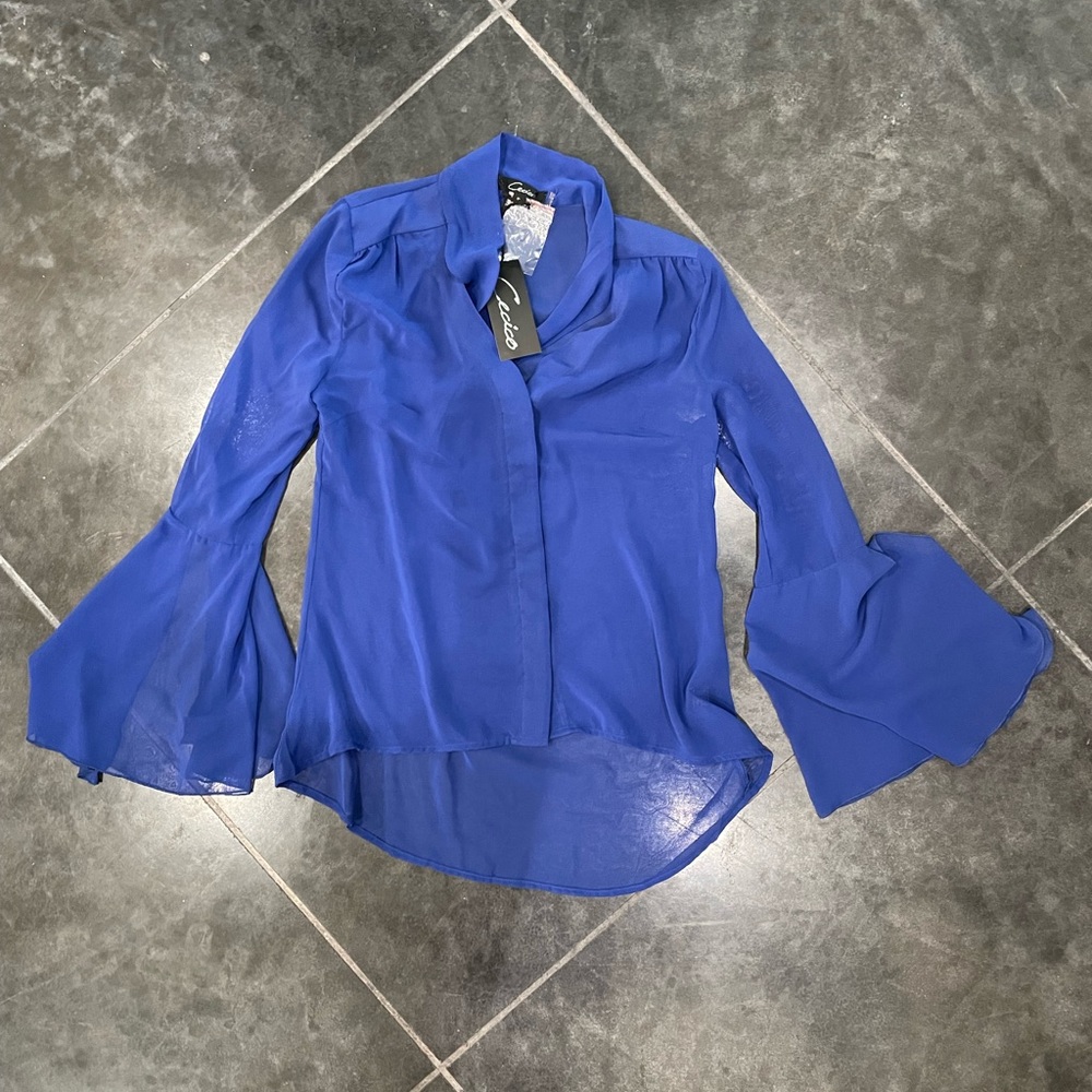 Womens Cecico sheer blue blouse